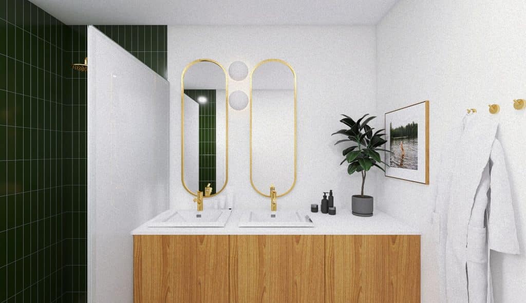 Vue 3D du projet de réhabilitation d'un bureau en salle de bain