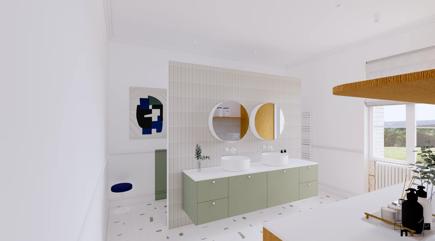 Projet Lucet • Rénovation d'une maison familiale à Saint-Malo : vue de la salle de bain parentale